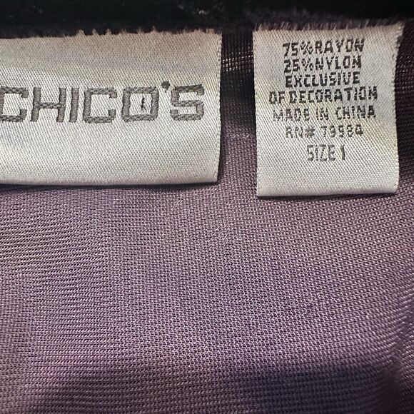 Chicos tunic Women 1 Purple Romance Velvet beaded whimsigoth Witchy Fairy Stevie - Picture 8 of 8